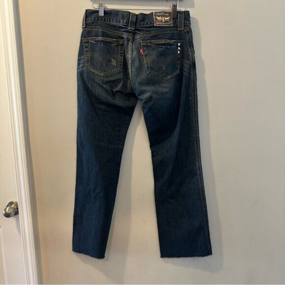 Levi’s 504 Slouch Straight Distressed Studded Floral Embroidered Jeans Sz 7 M - Picture 4 of 14